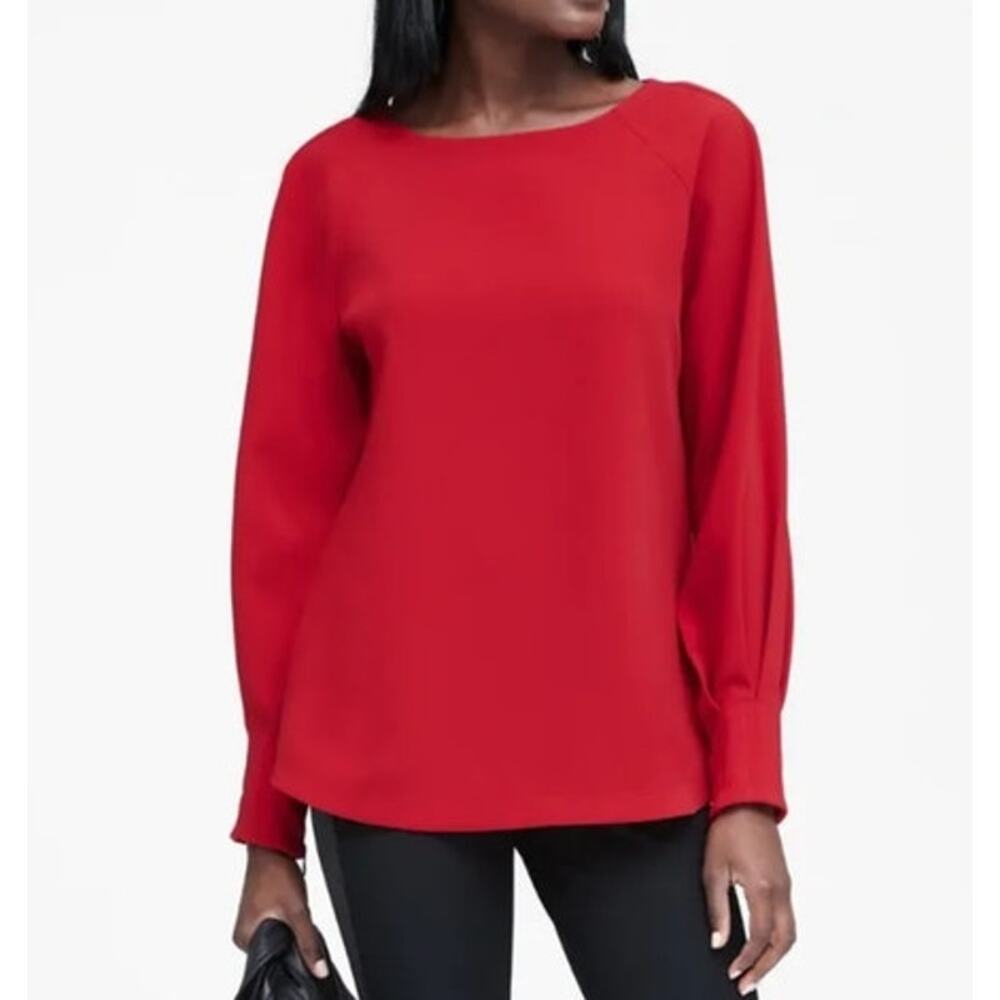 Banana Republic Long Sleeve Zip Cuff Top in Red Sunset